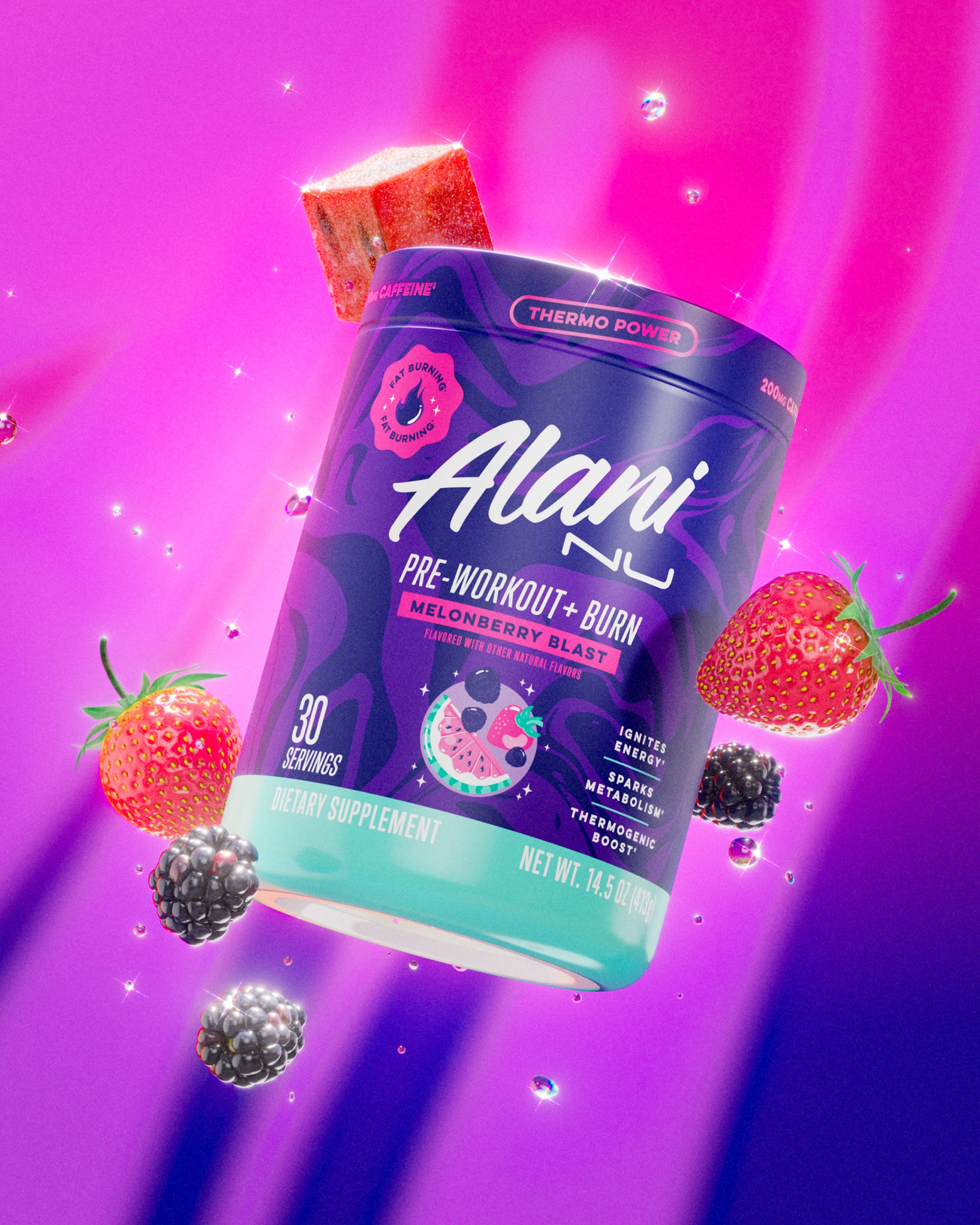 Alani Nu Featured pre-workout+ burn - melonberry blast - Image 4